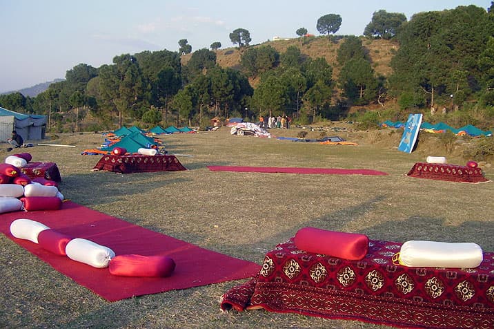 Traditional seating laid out at camp