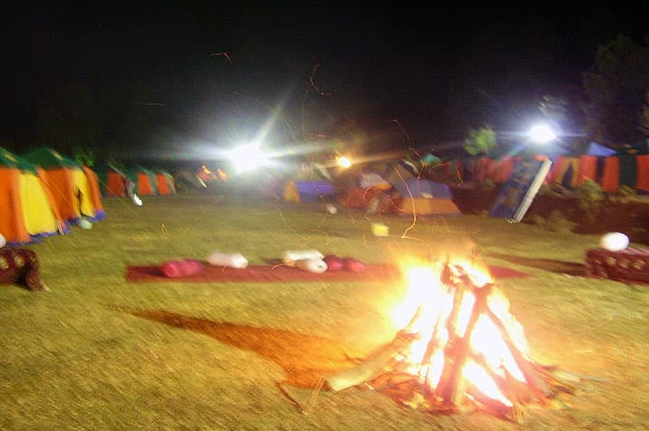 Bonfire at night camp